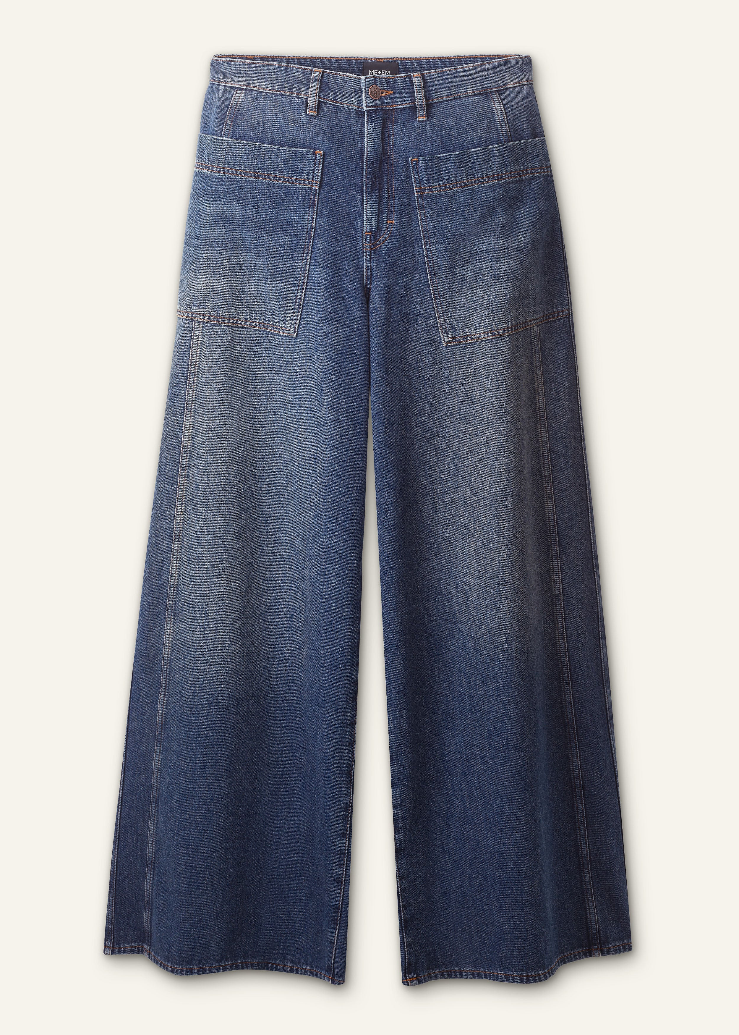 ME+EM Super Wide Jean in Authentic Dark Wash