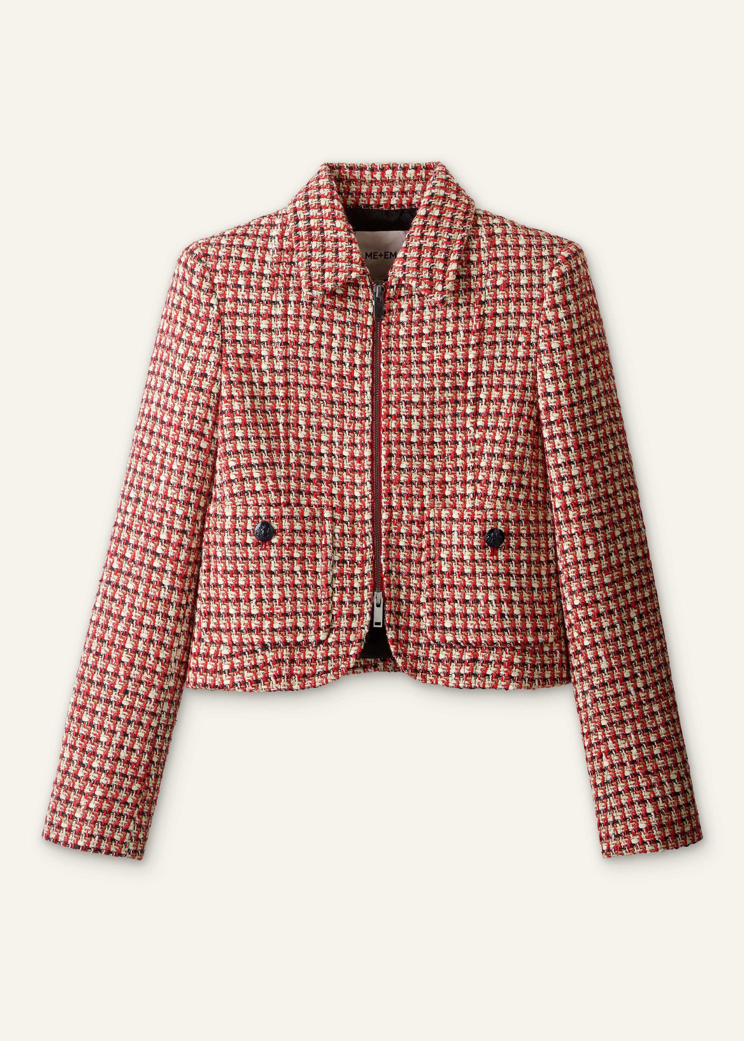 ME+EM Heritage Crop Jacket in Ruby Red
