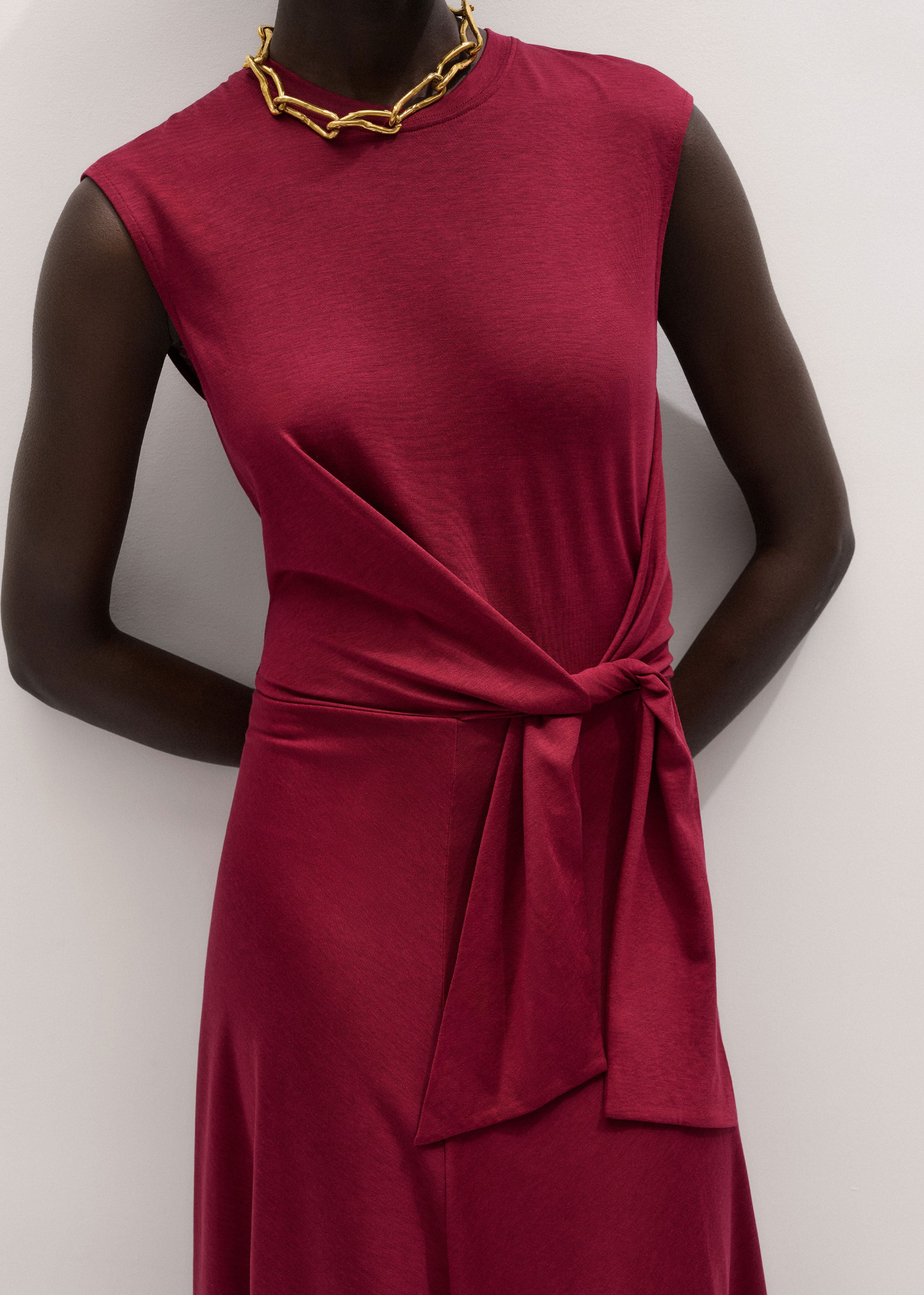front tie red dress Red Cotton Front Tie Mini Dress - All Dresses