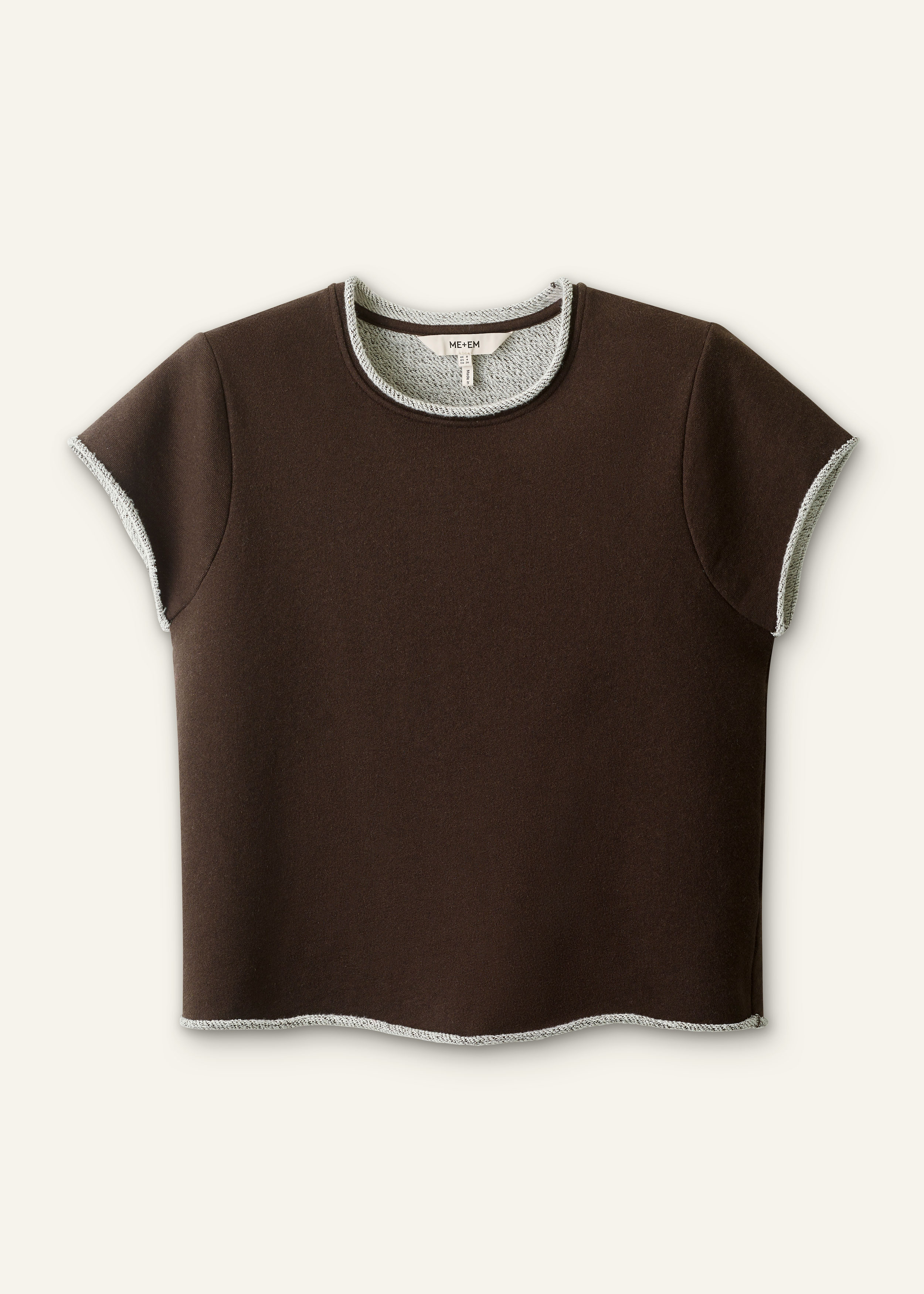 ME+EM Sweatshirt Baby Tee in Warm Chocolate Mélange