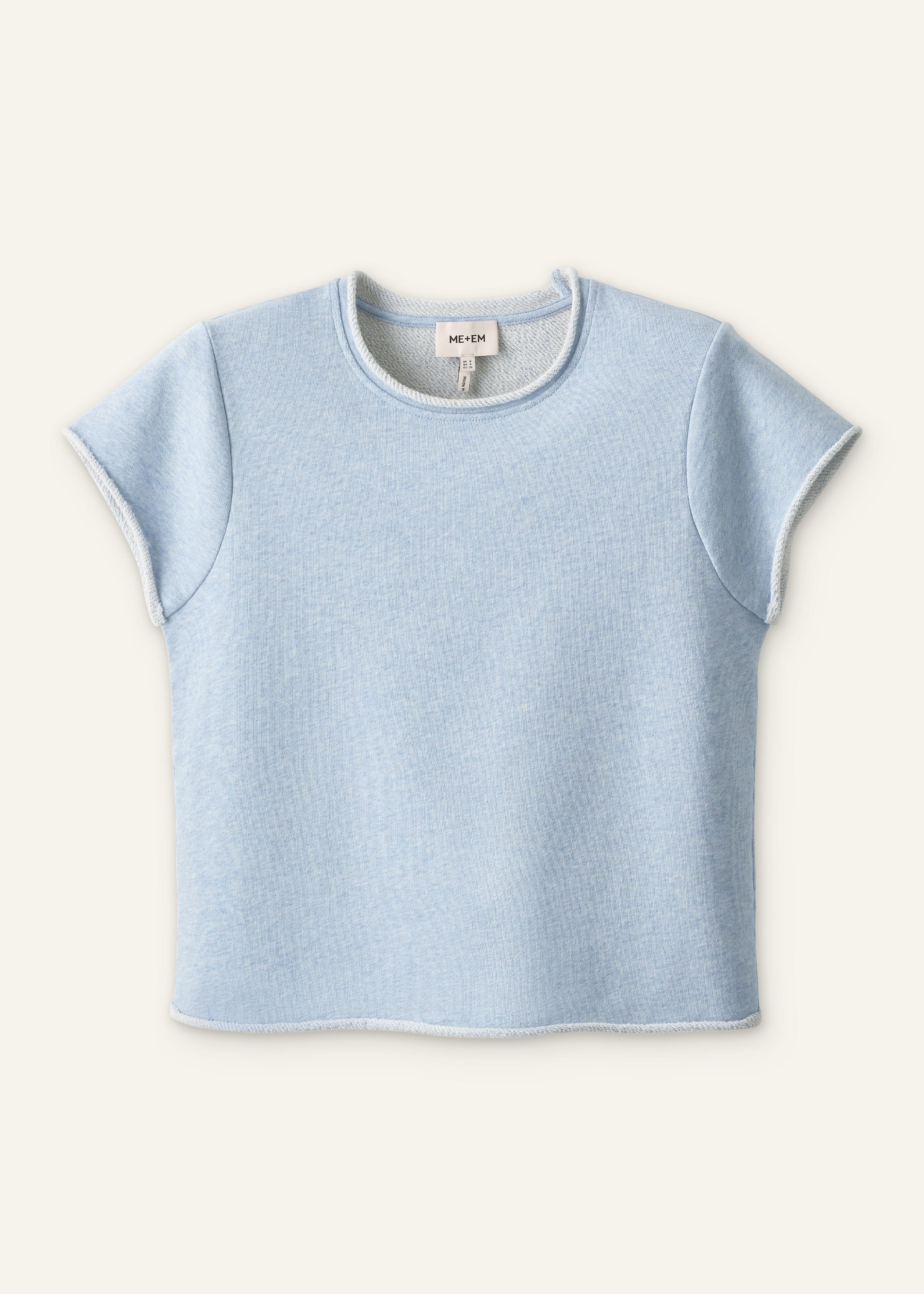 ME+EM Sweatshirt Baby Tee in Chambray Blue Marl