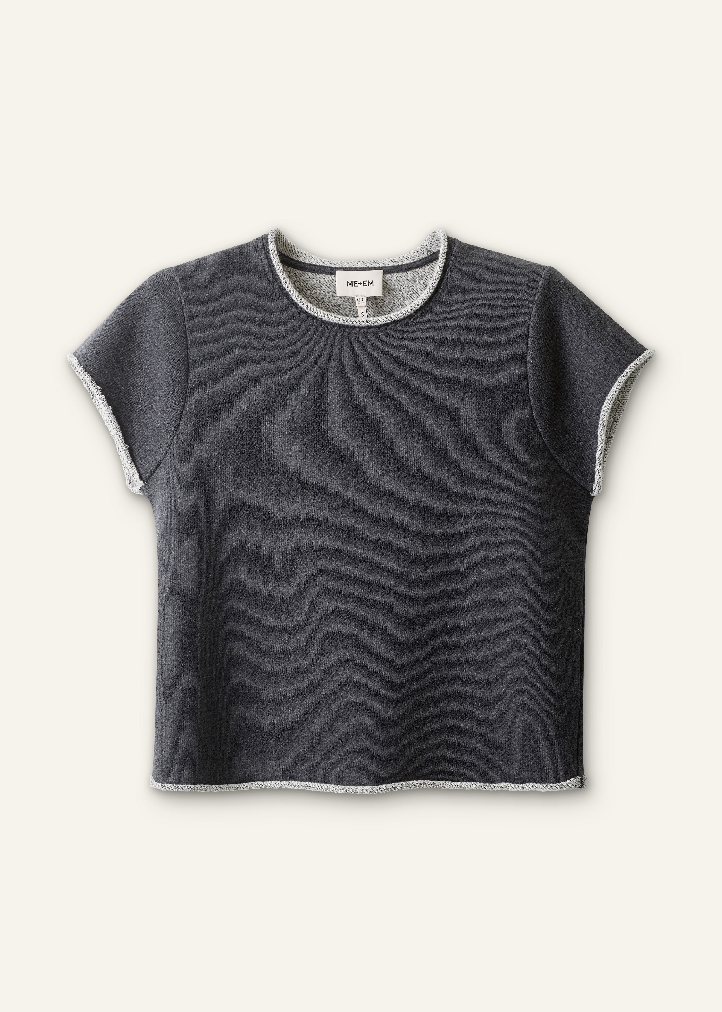 ME+EM Sweatshirt Baby Tee in Charcoal Marl