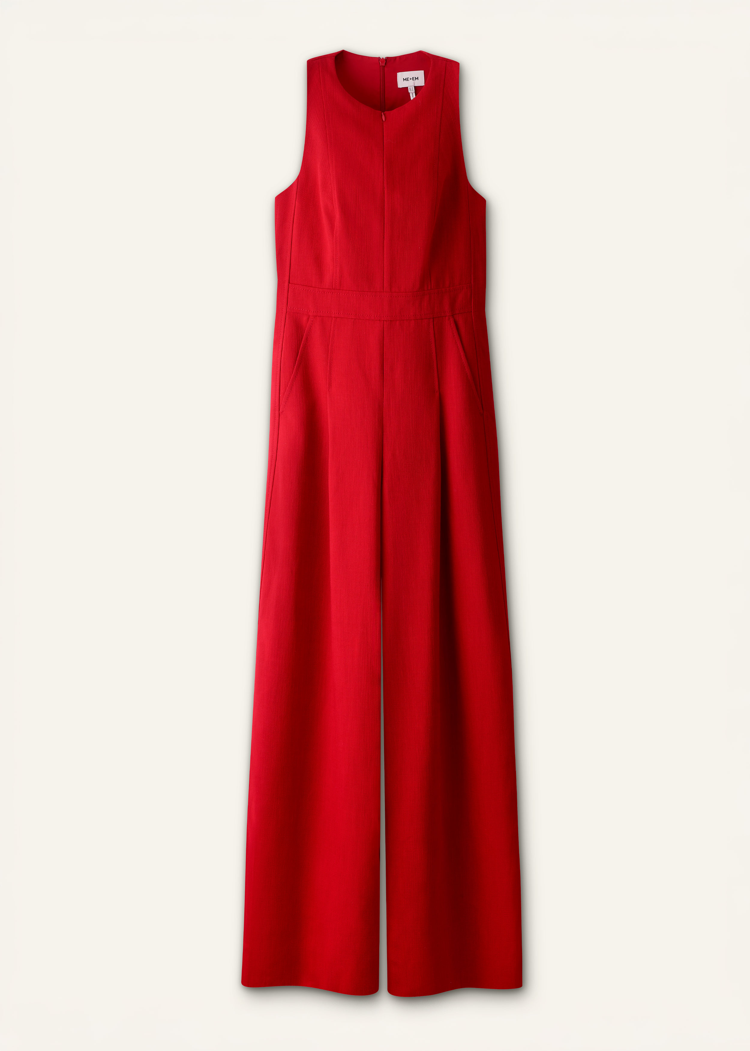 ME+EM AM-PM Wide-Leg Jumpsuit in Ruby Red