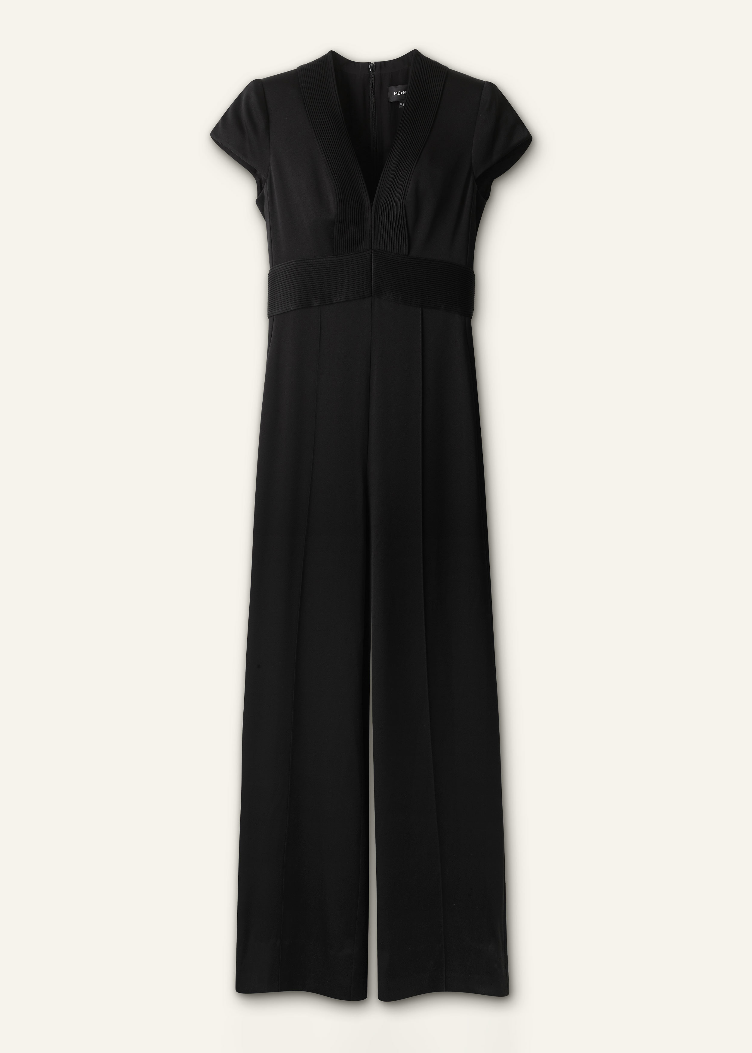 ME+EM Pintuck Wide-Leg Jumpsuit in Black