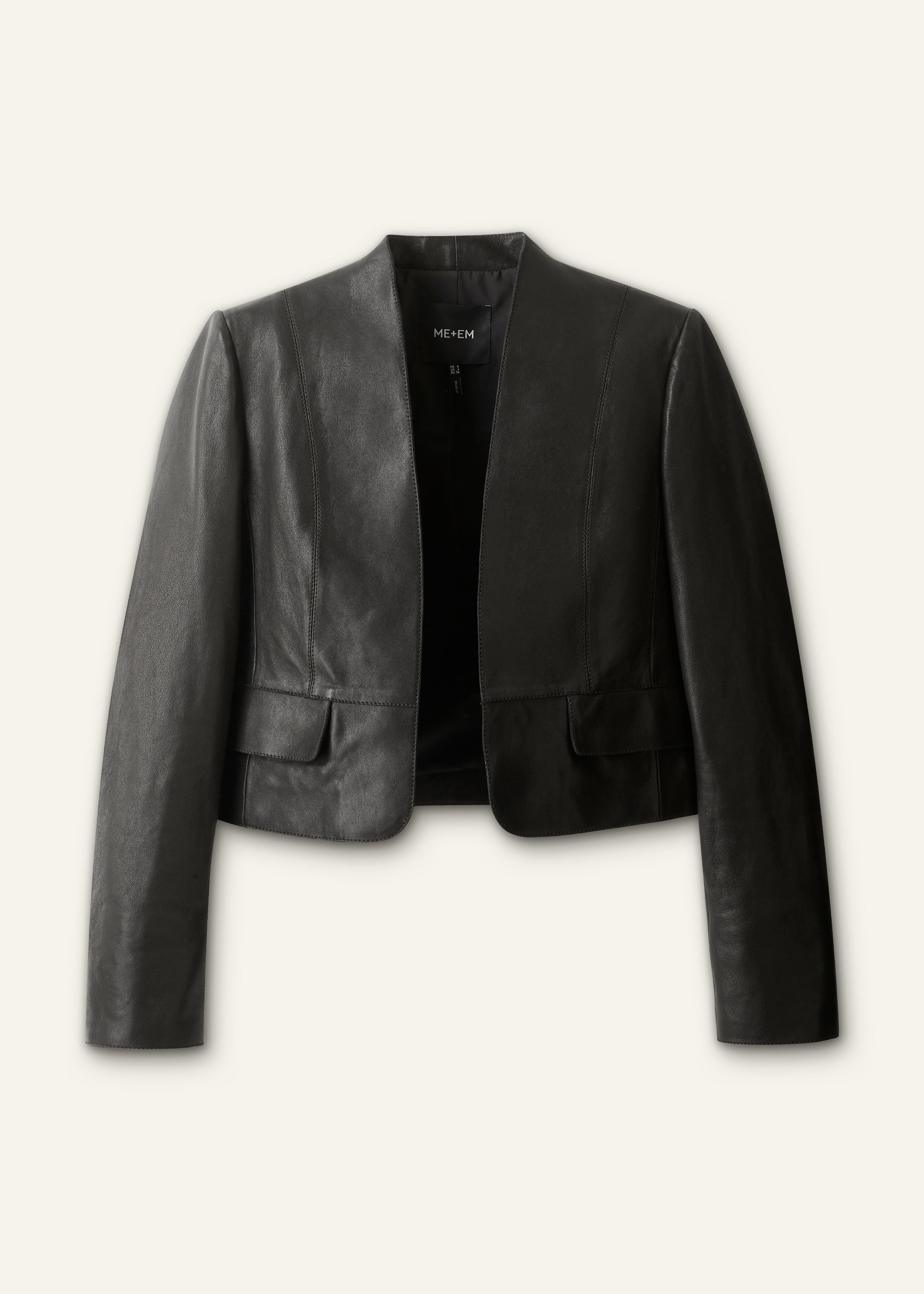 ME+EM Luxe Crop Jacket in Black/Brown