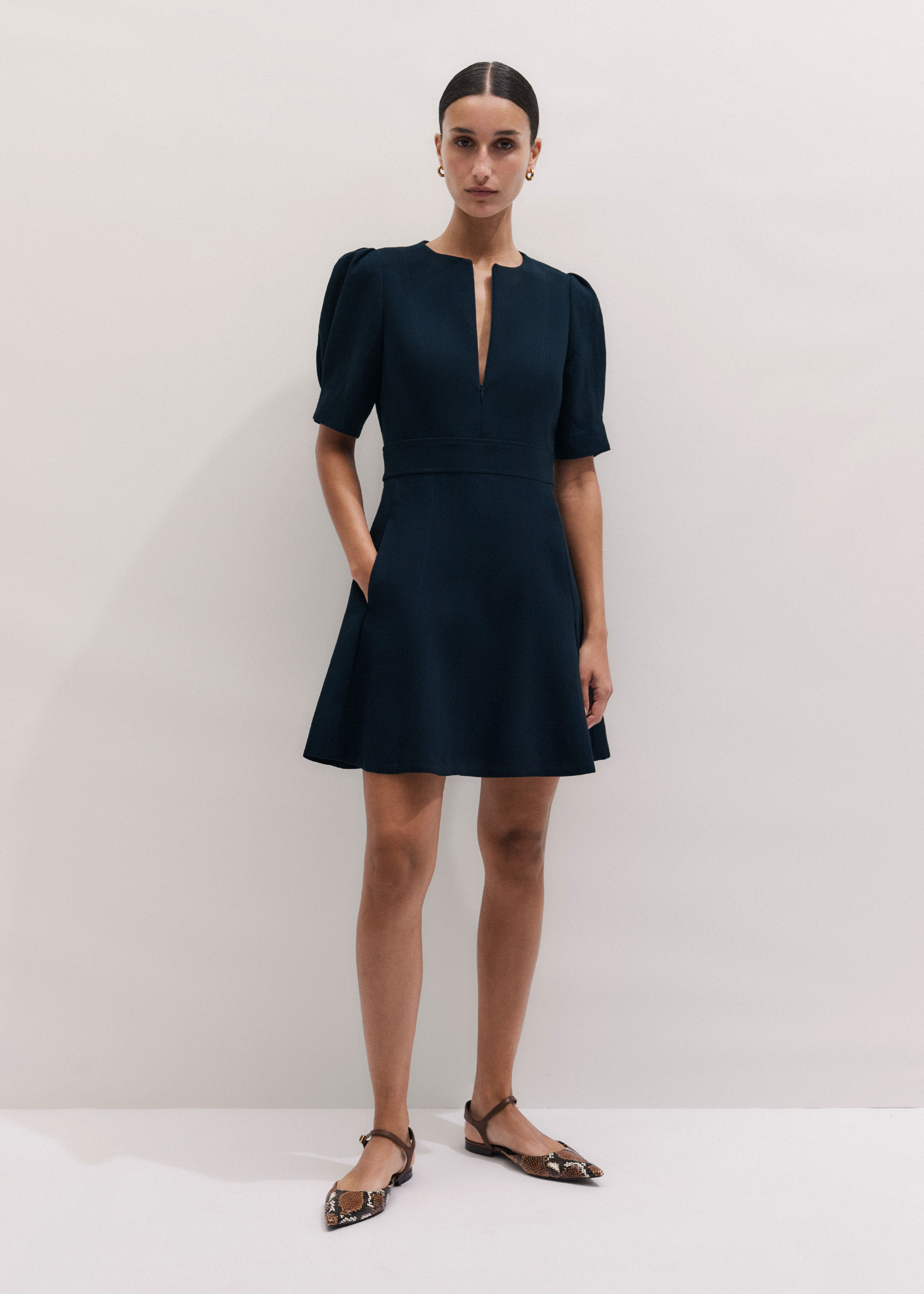 short sleeve fit and flare dress Women's Lexi Short Sleeve Fit & Flare Midi Dress | Black