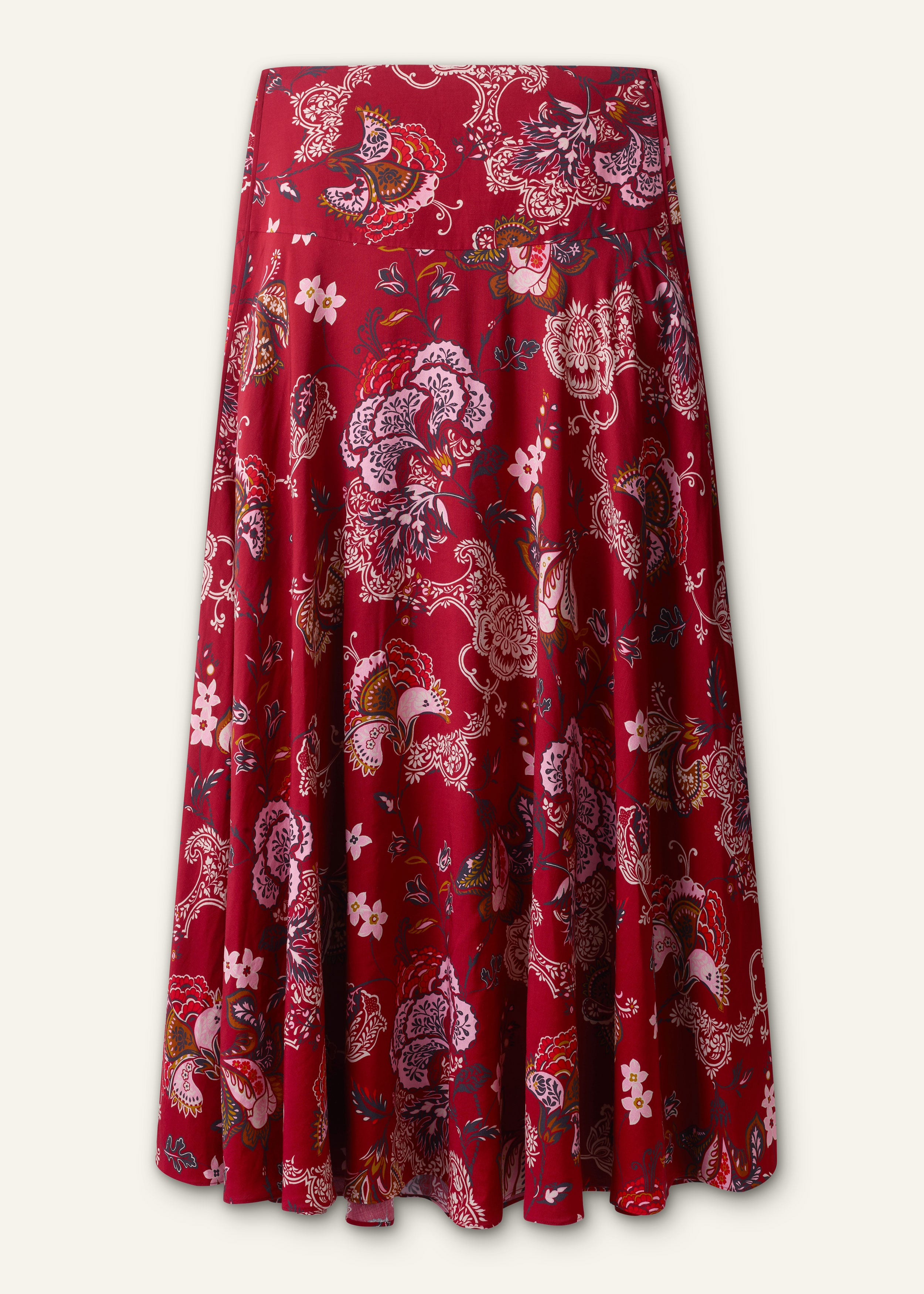 ME+EM Full-Length Skirt in Red Multi