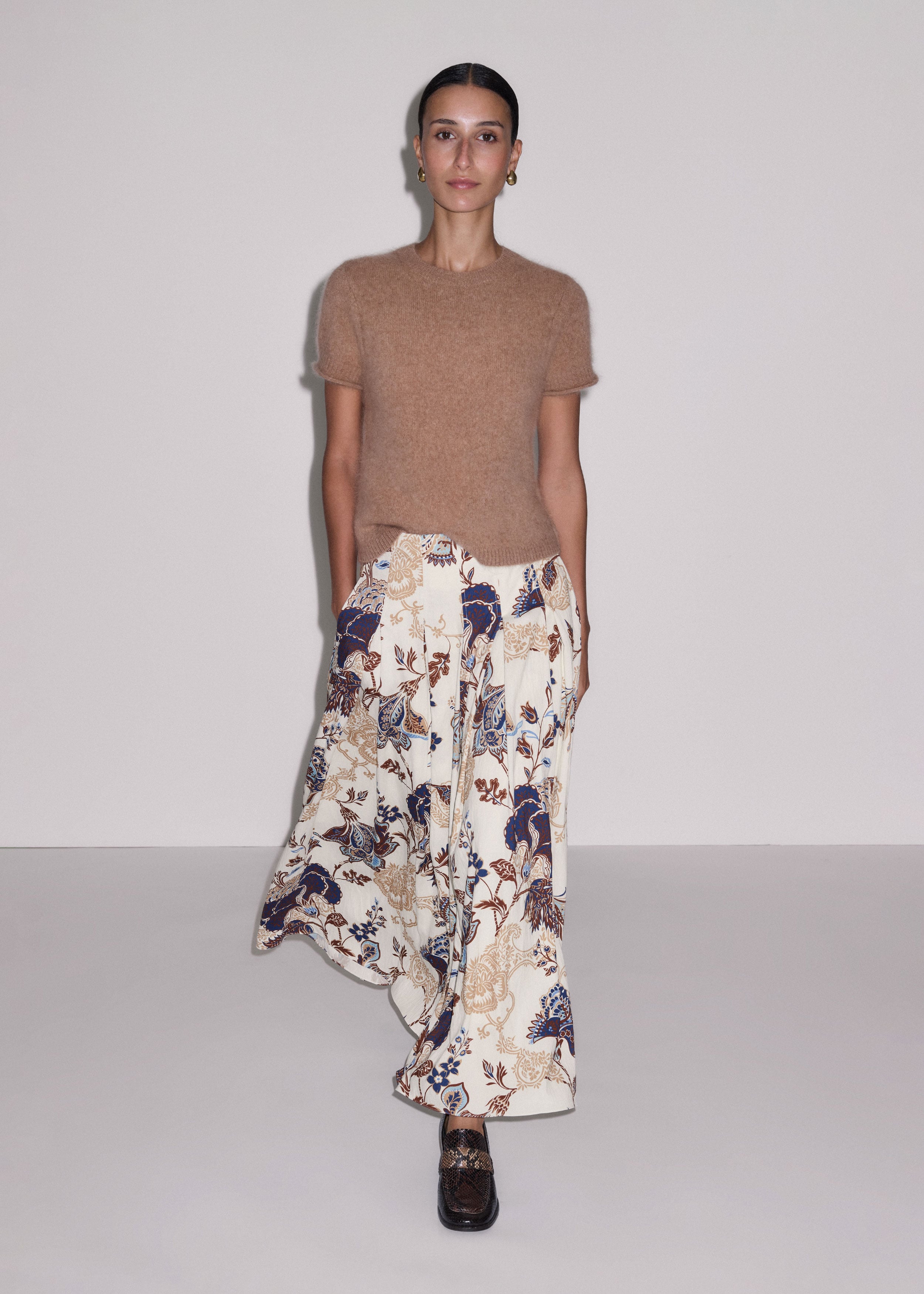 Me+em Grand Paisley Print Maxi Skirt Light Cream Multi