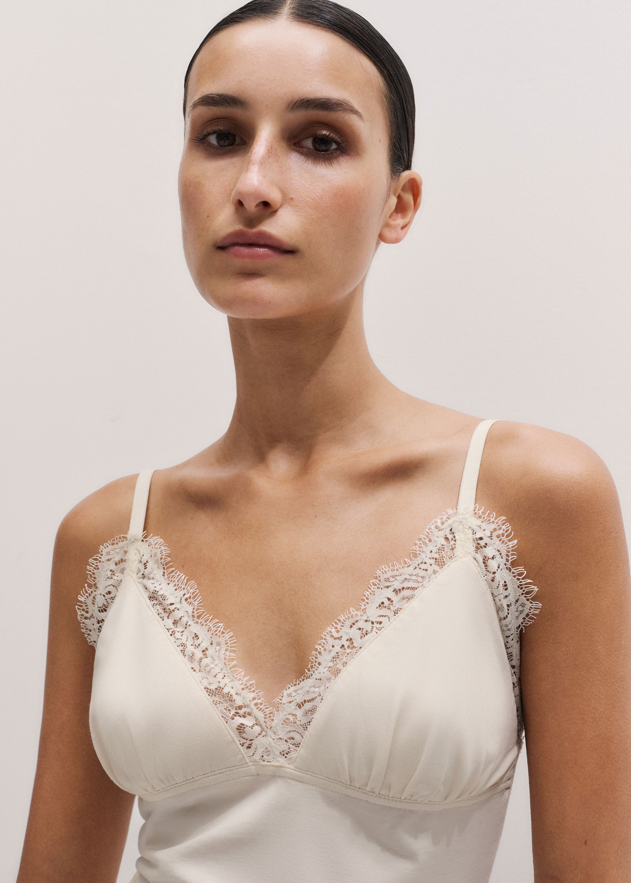 Women's Cream Lace Trim Cami Top | ME+EM