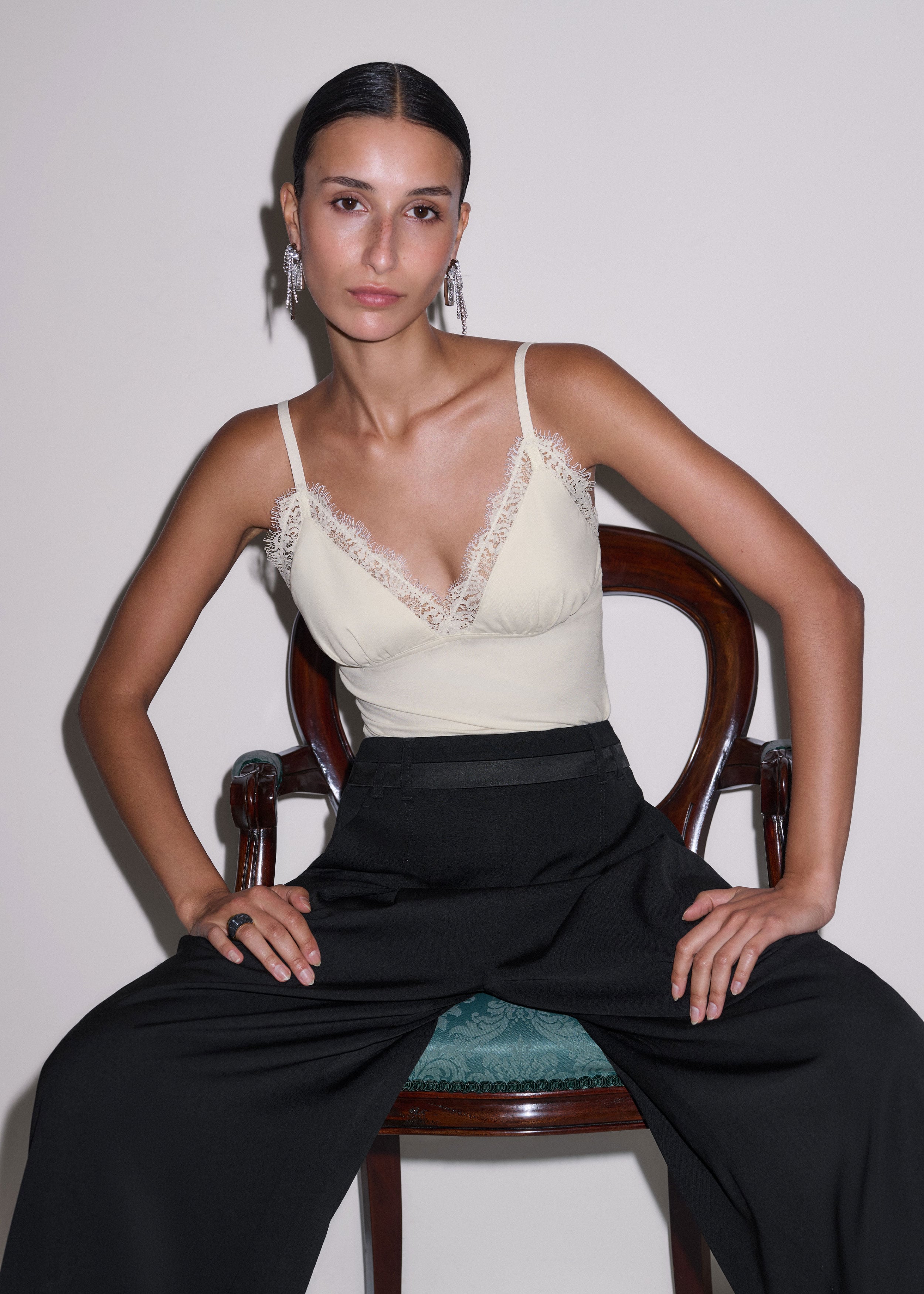 Women's Cream Lace Trim Cami Top | ME+EM