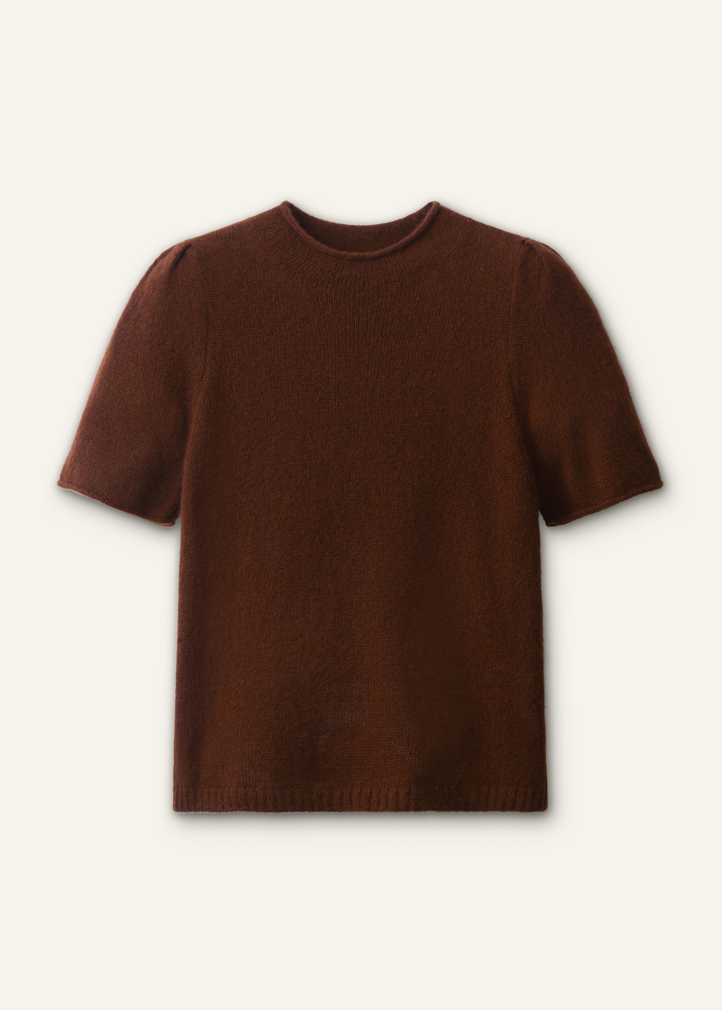 Women's Pecan Brown Pouf Sleeve Knit Tee | ME+EM