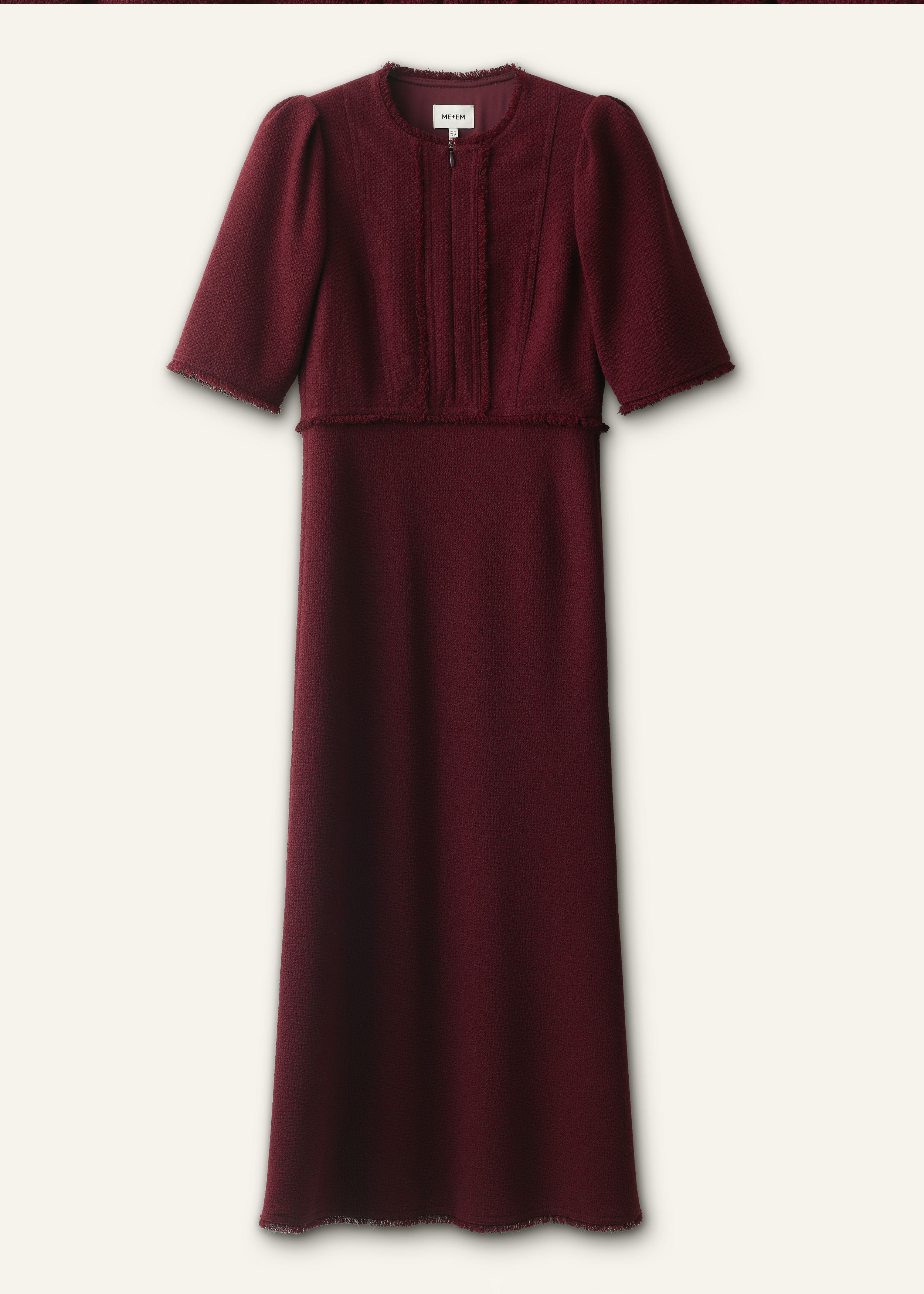 Women's Merlot Red Fringe Slim Midi Dress