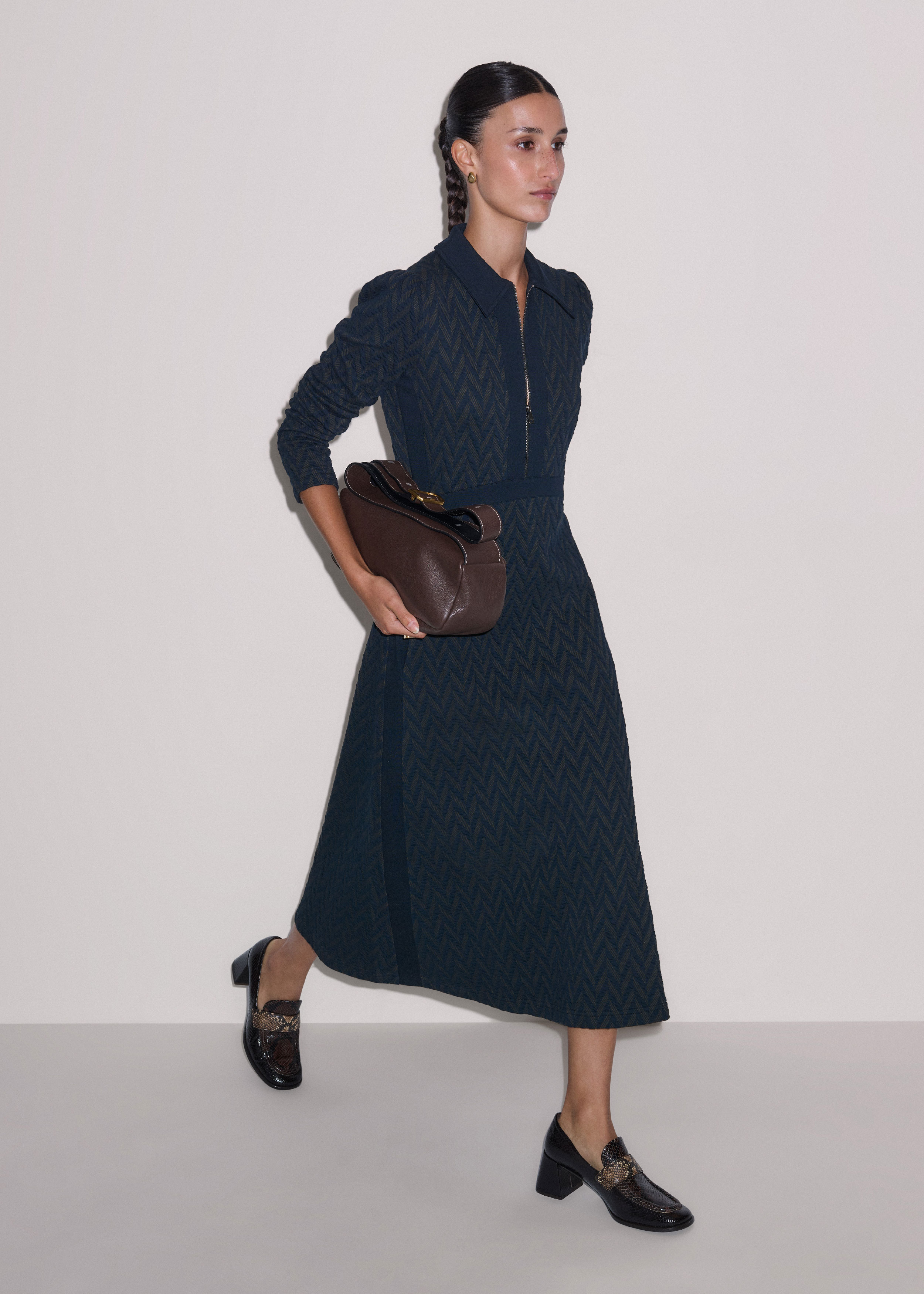 Women's Navy Fit + Flare Midi Dress | ME+EM