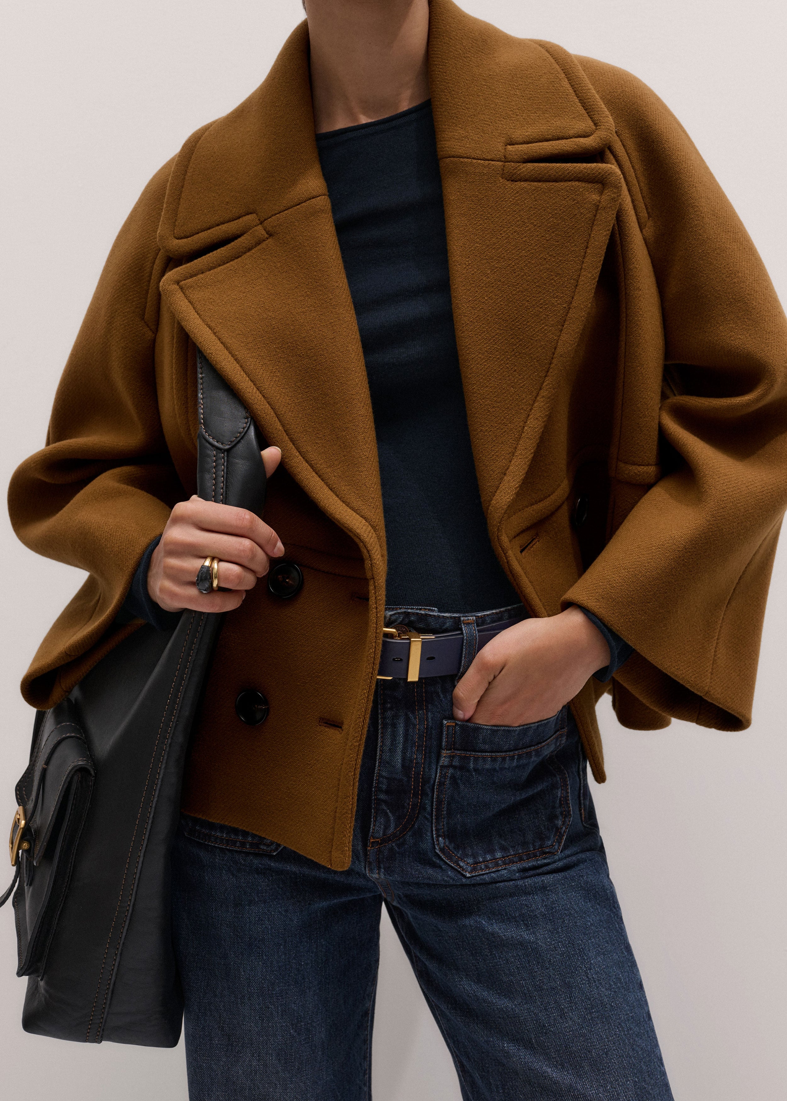 Women's Camel Crop Swing Coat | ME+EM
