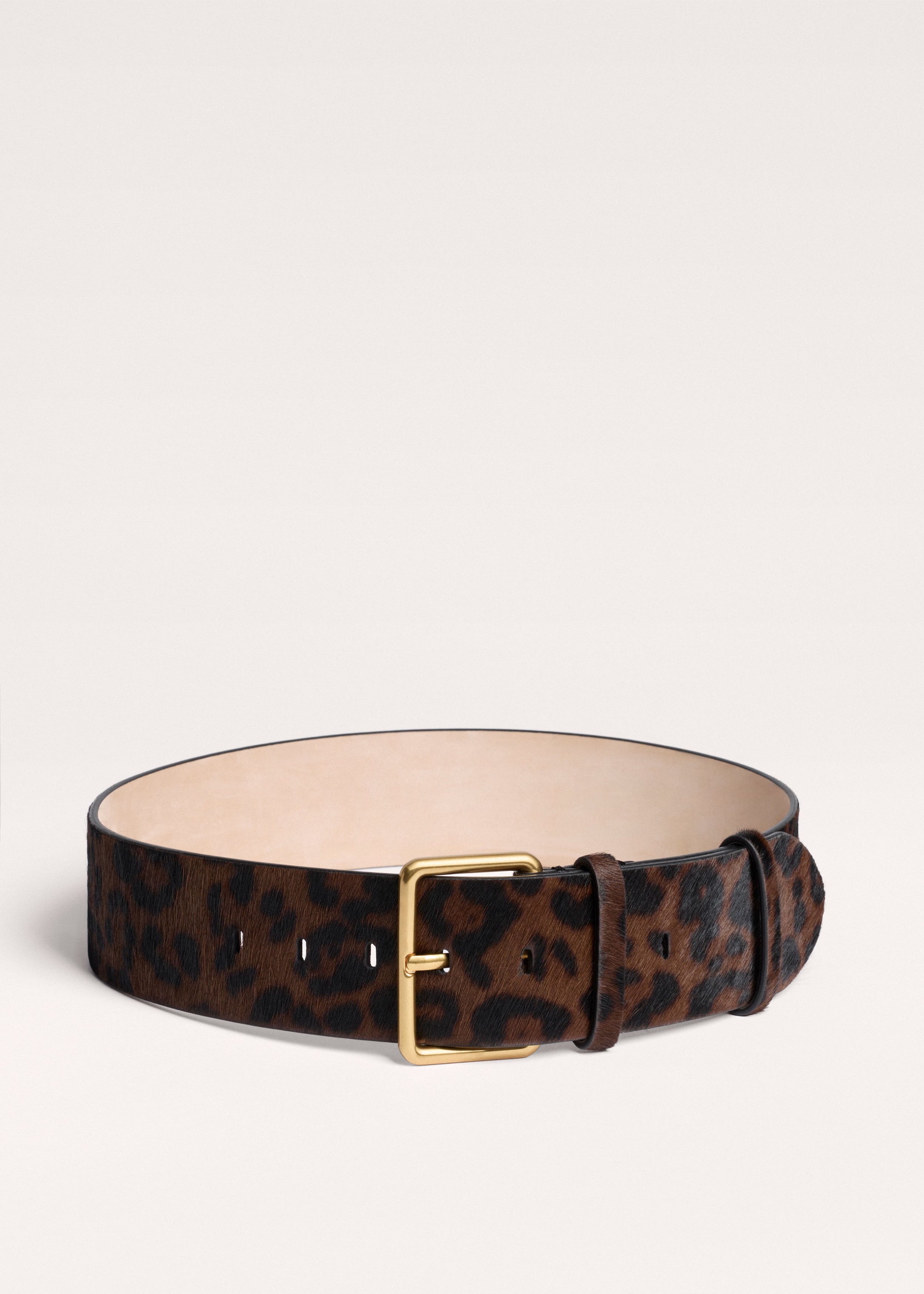 Me+em 55mm Dark Leopard Wide Waist Belt Dark Brown Multi