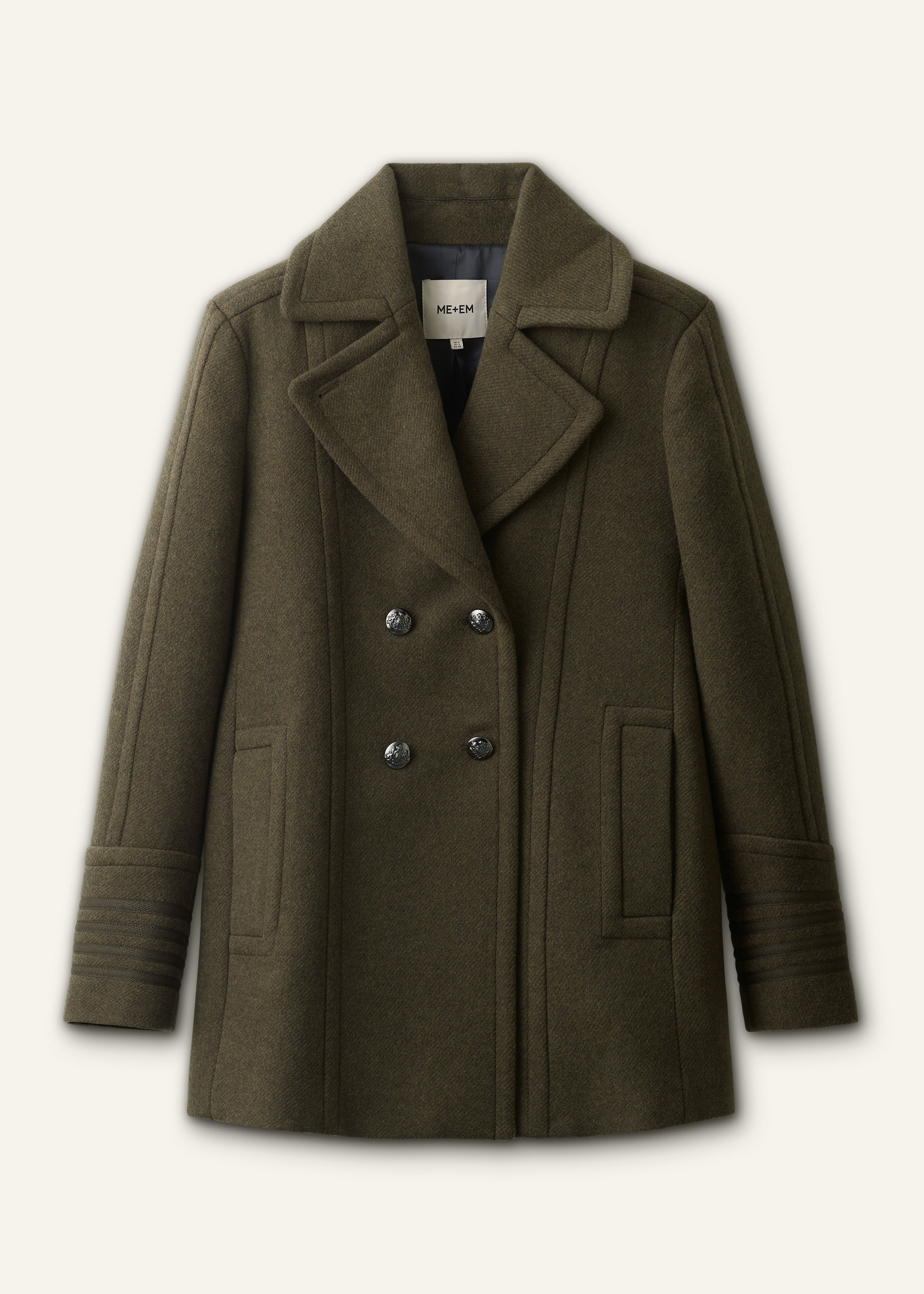 Women's Khaki Utility Pea Coat | ME+EM