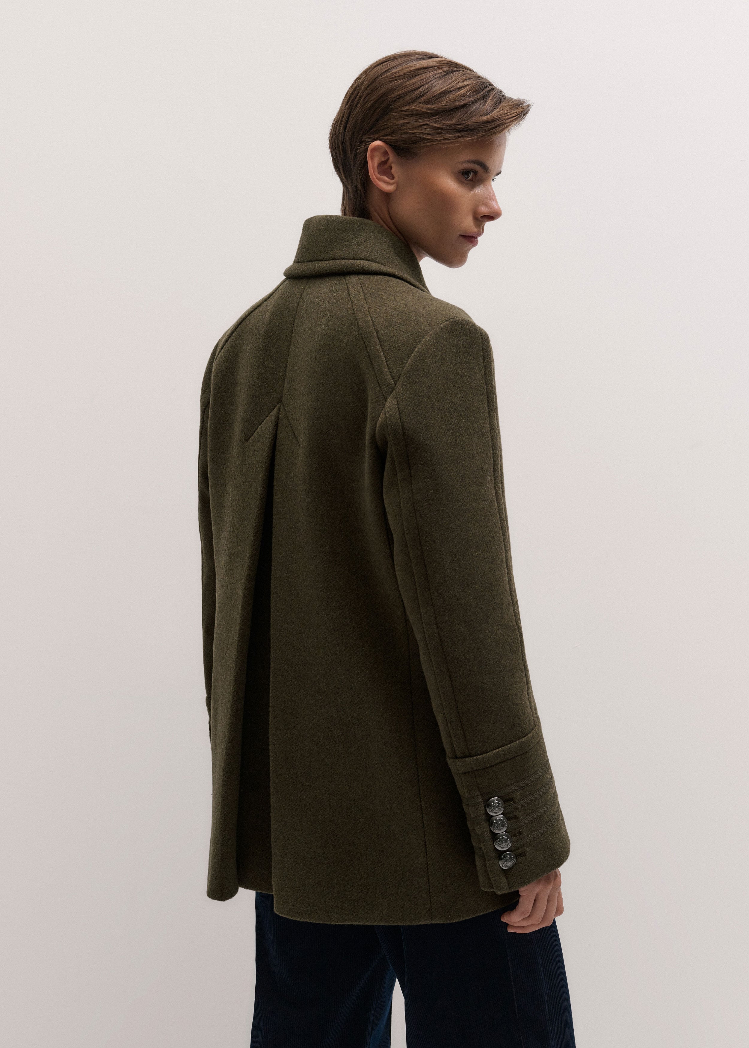 Women's Khaki Utility Pea Coat | ME+EM