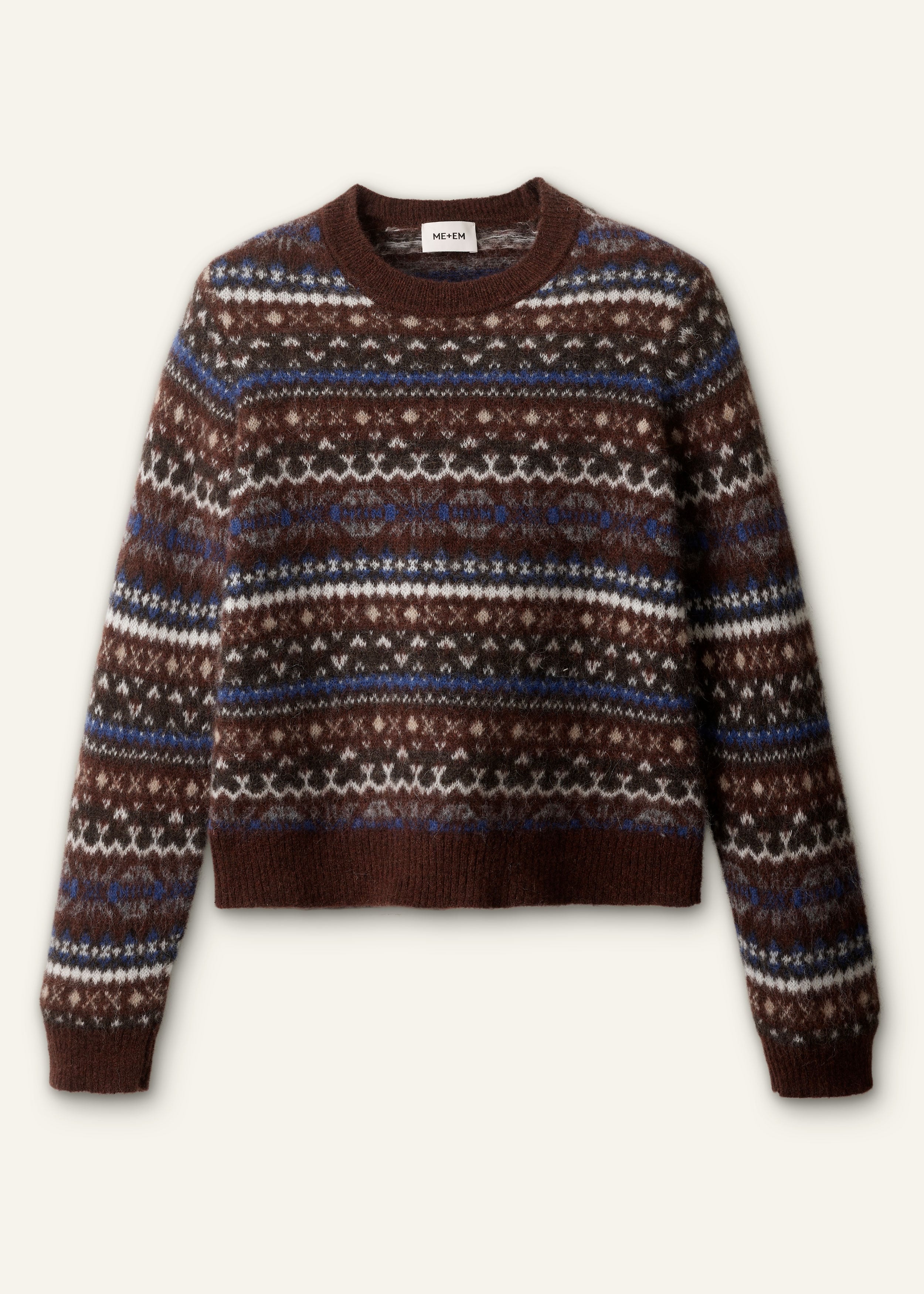 Women's Pecan Brown Fair Isle Relaxed Jumper | ME+EM