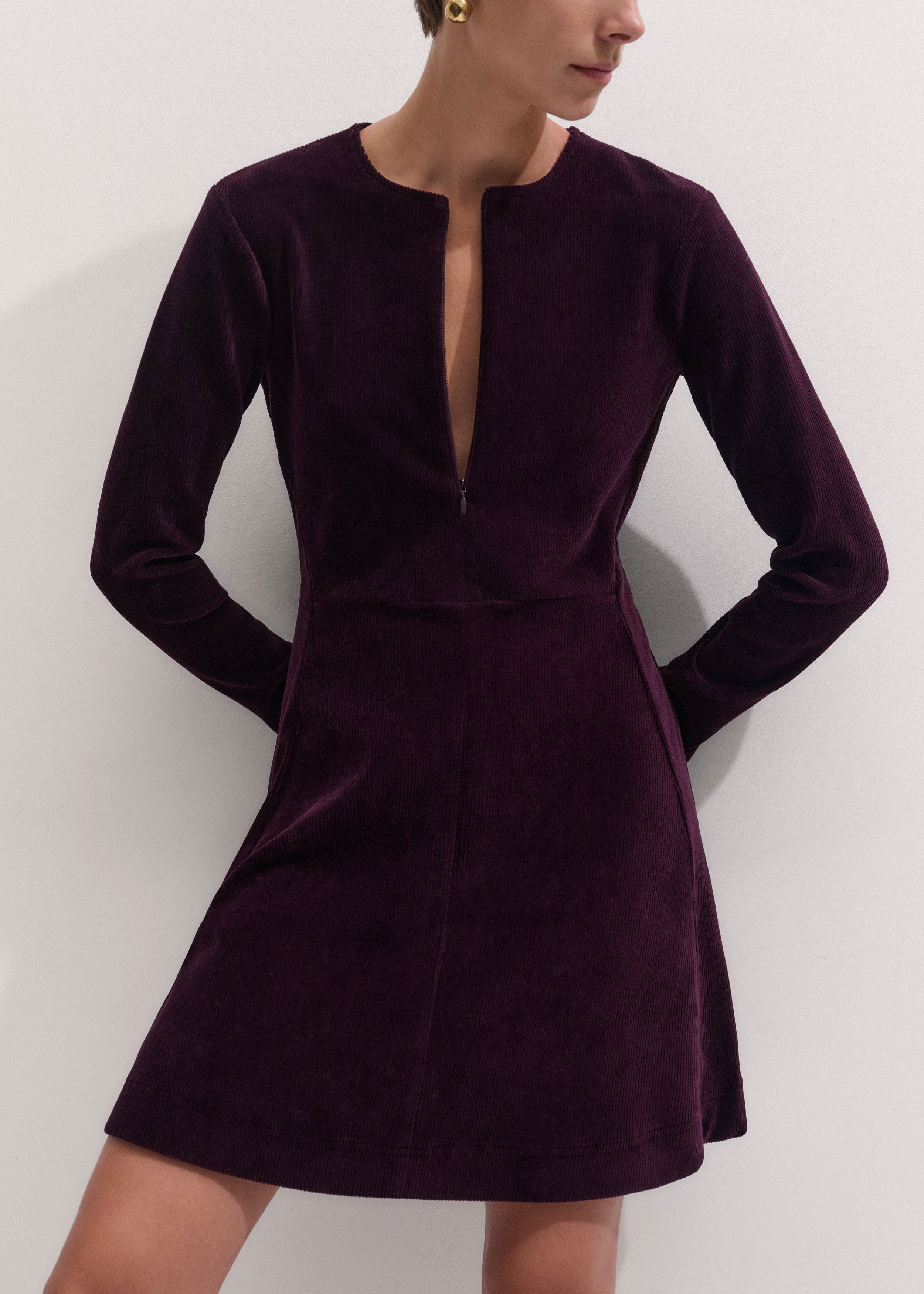 Women's Merlot Red Cord Fit + Flare Short Dress | ME+EM