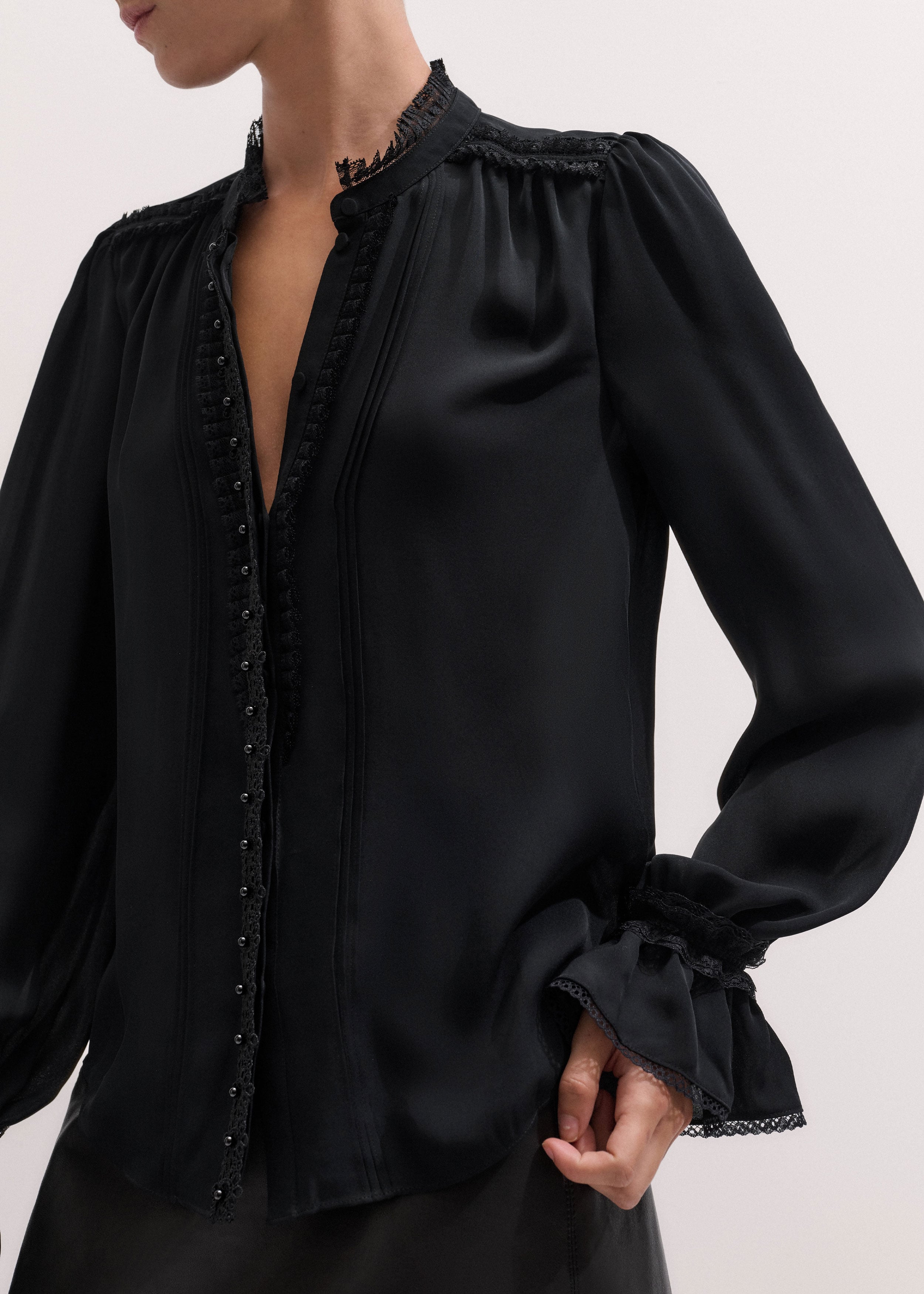 Women's Black Lace Trim Cami Top | ME+EM