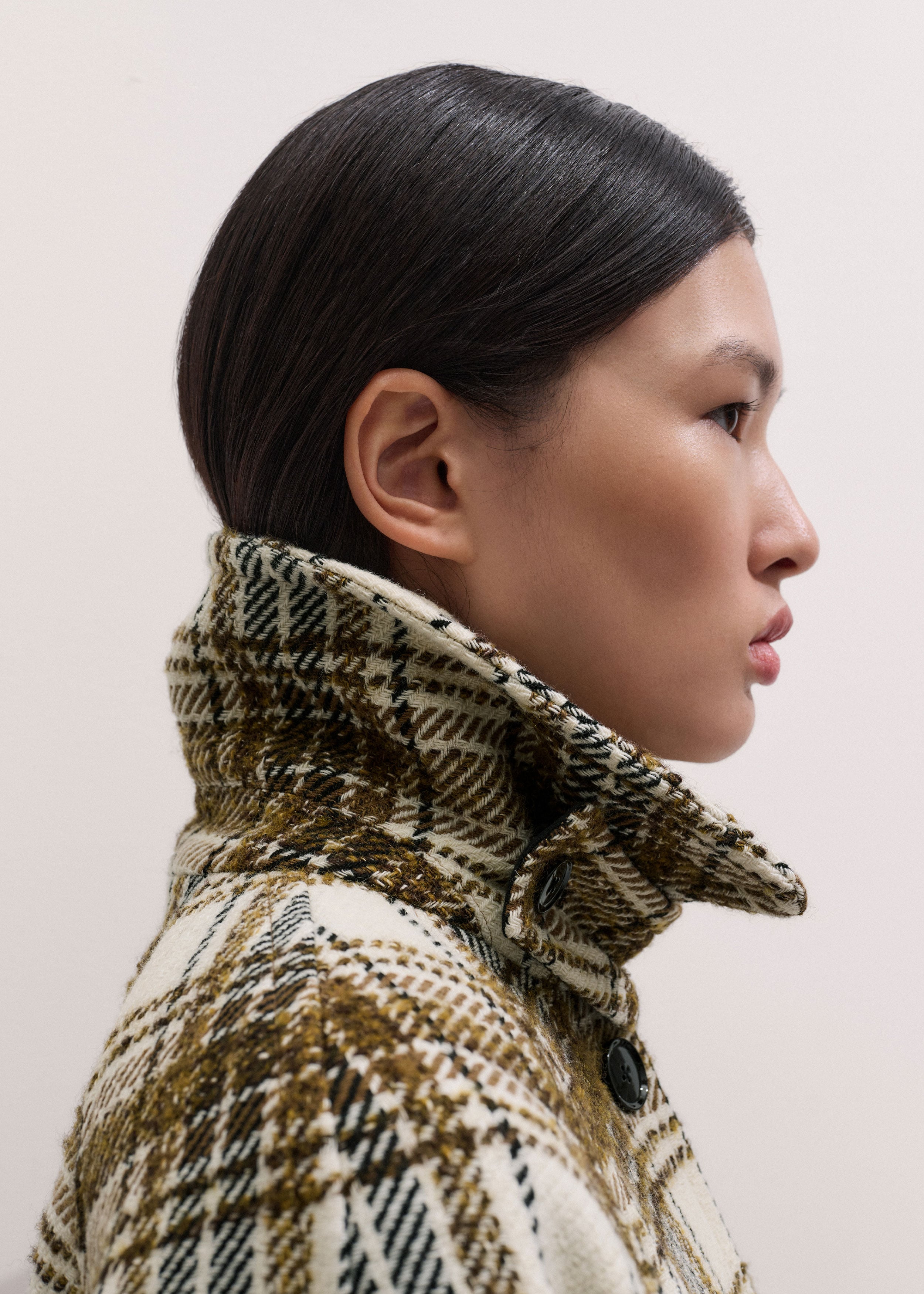 Women's Bronzed Olive High Neck Cocoon Coat | ME+EM