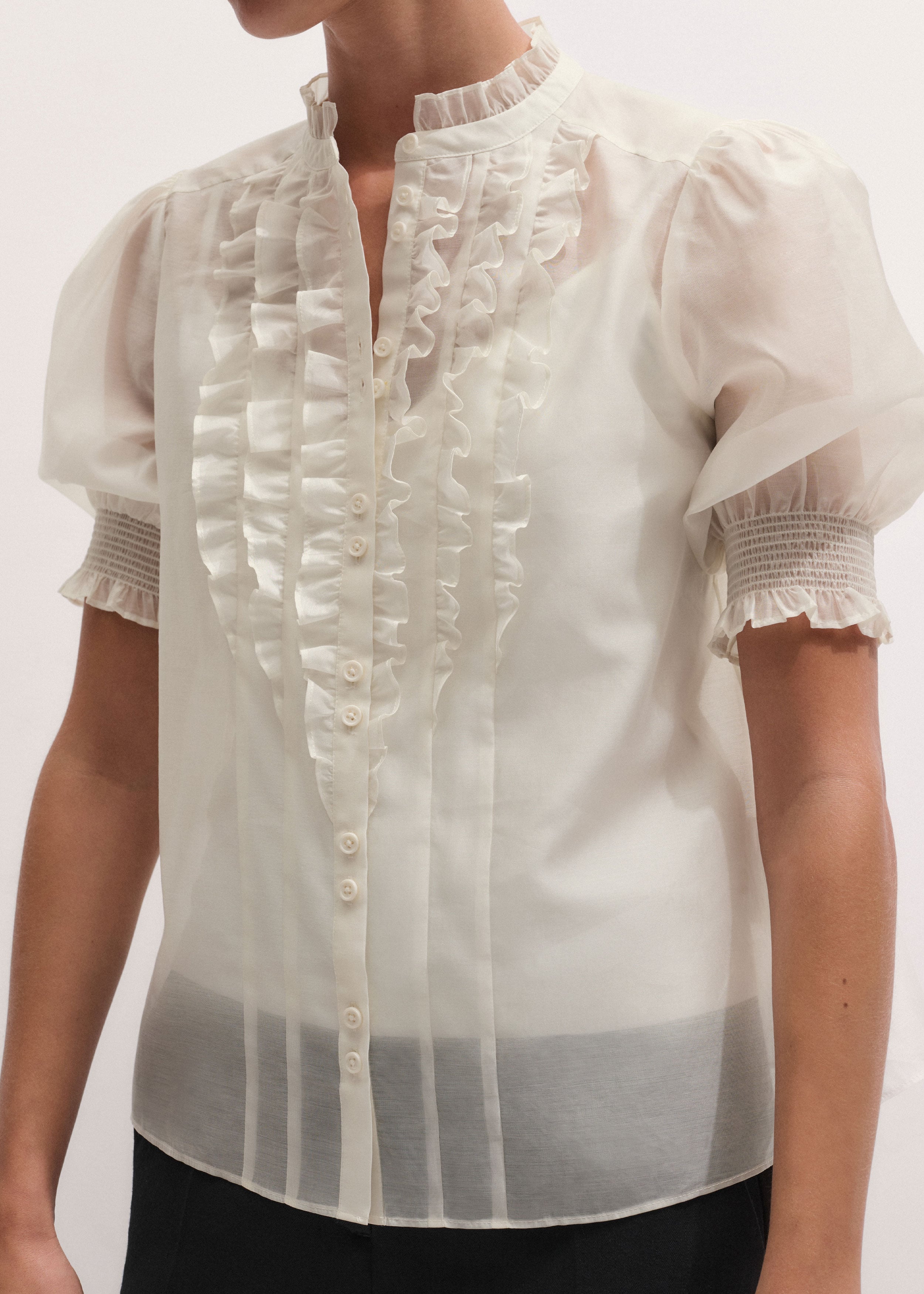 Women's Cream 2-in-1 Ruffle Blouse | ME+EM